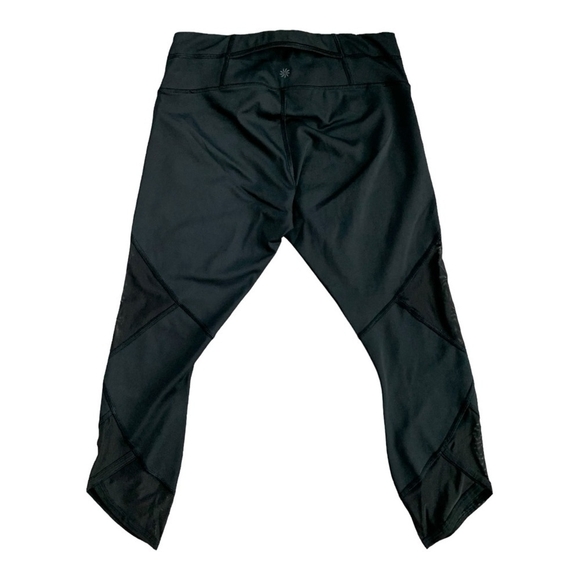 Women Activewear ATHLETA Sheer Paneled Capris Black H-Waist Compression Leggings - Picture 3 of 5